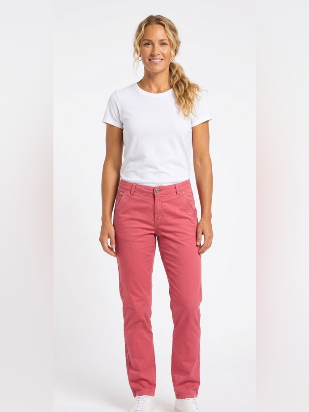 ROSNER from the heart May bright coral pink  cotton mix Chino Pants Size 4